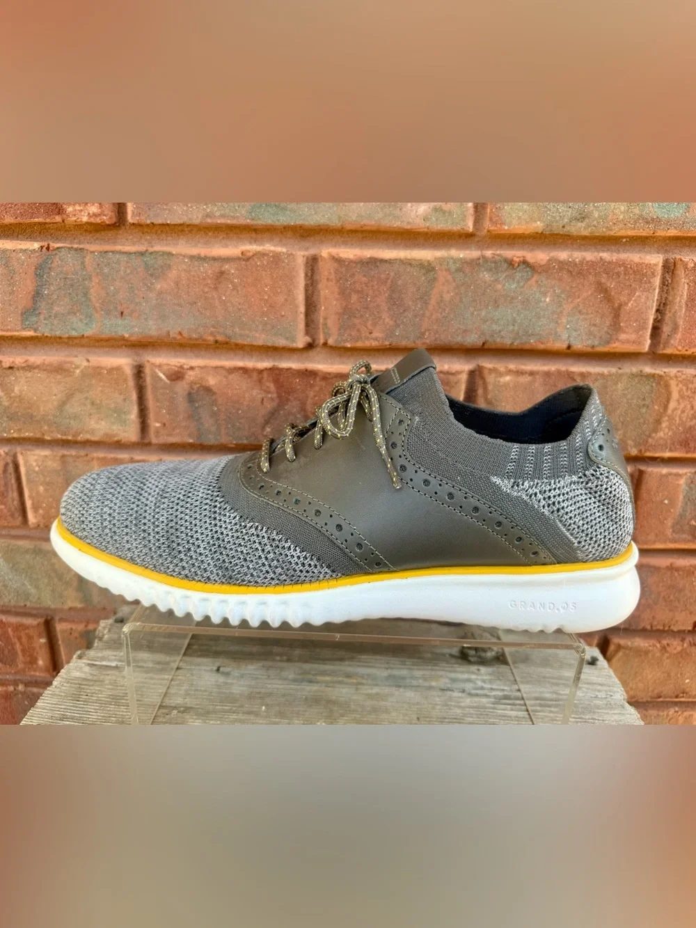 Cole Haan 2.Zerogrand Gray Saddle Knit Oxford Shoes Mens Sz 10 M C25308 Yellow